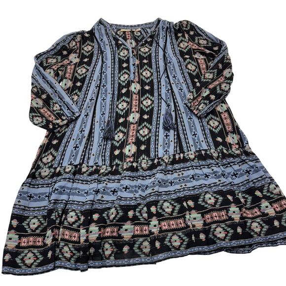 Anthropologie Holding Horses Dress Womens Medium Blue Boho Prairie Winter Moon - Picture 2 of 13
